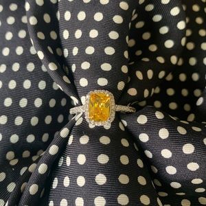 Australian Crystal Square Stone Ring In White Gold